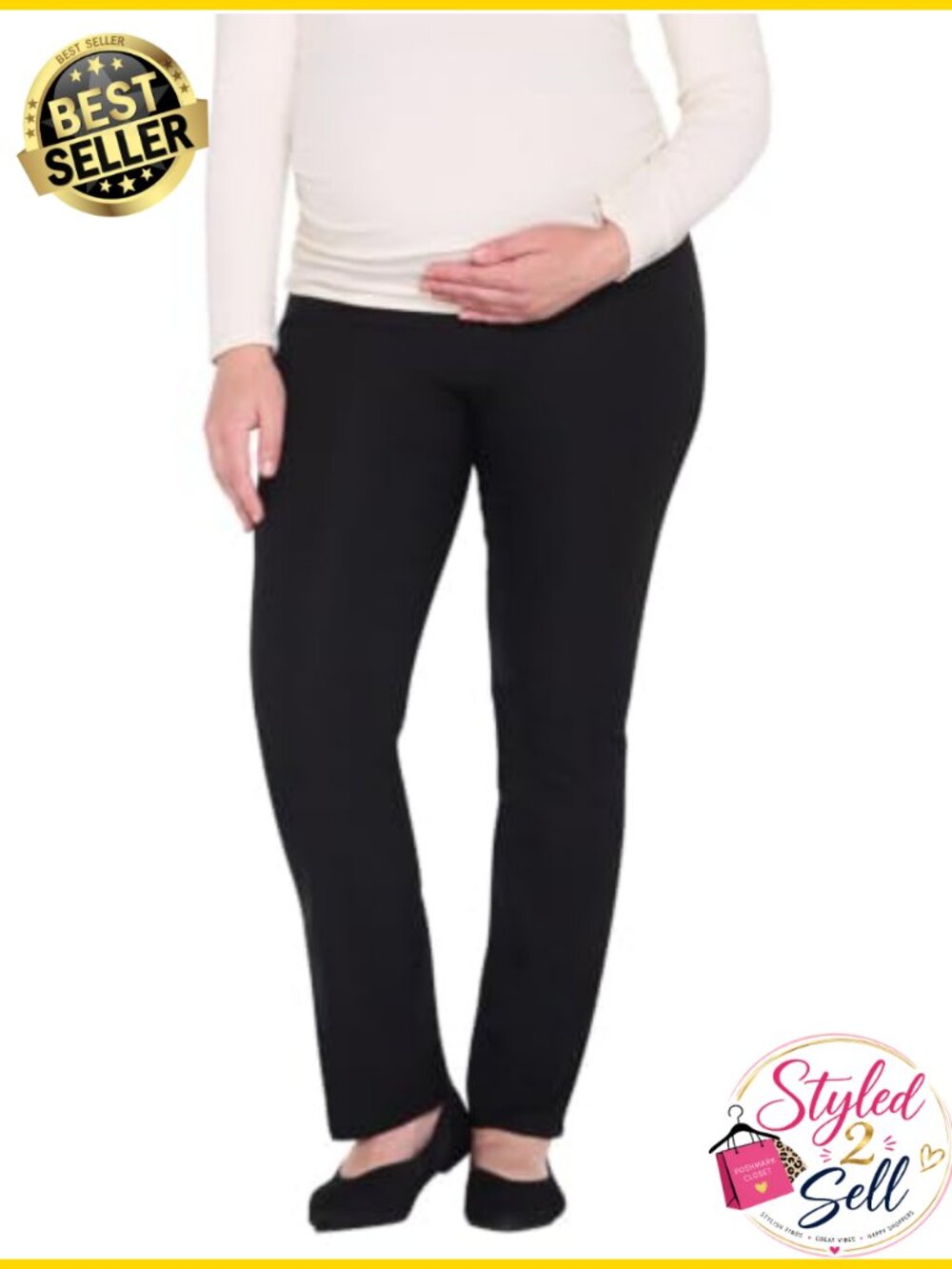 Super Stretch Over the Belly Straight Leg Maternity Dress Pants